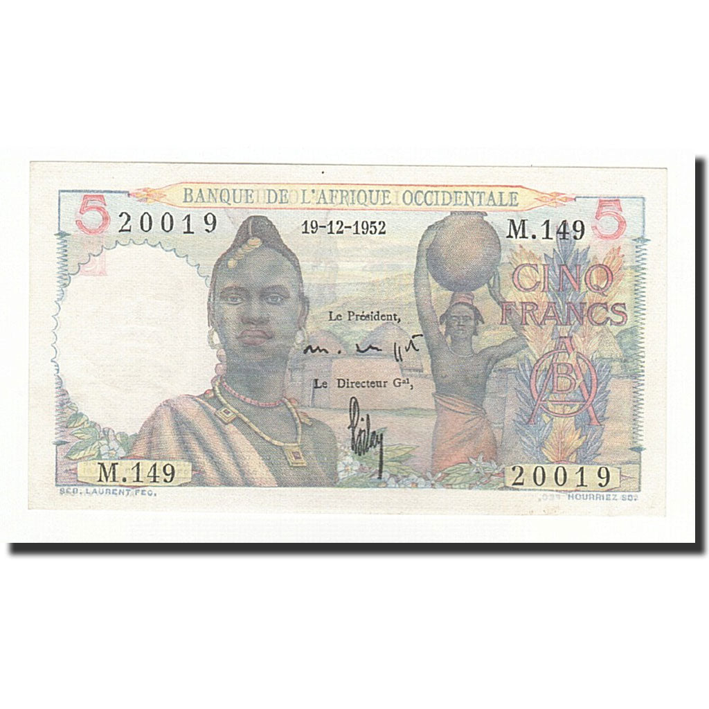 French West Africa, 5 Francs, KM:36, 1952-12-19, UNZ