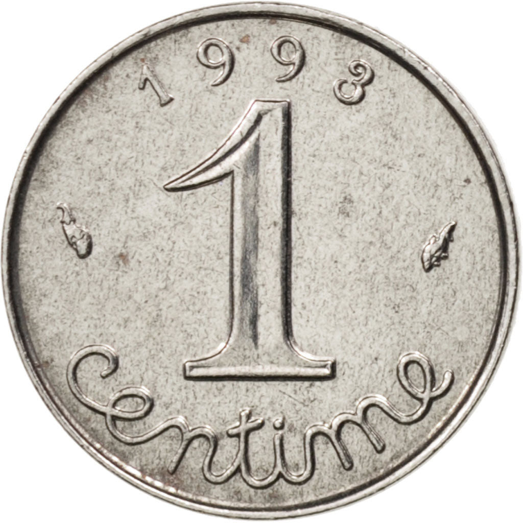 France, Épi, Centime, 1993, Paris, AU(55-58), Stainless Steel, KM:928, Gadoury91
