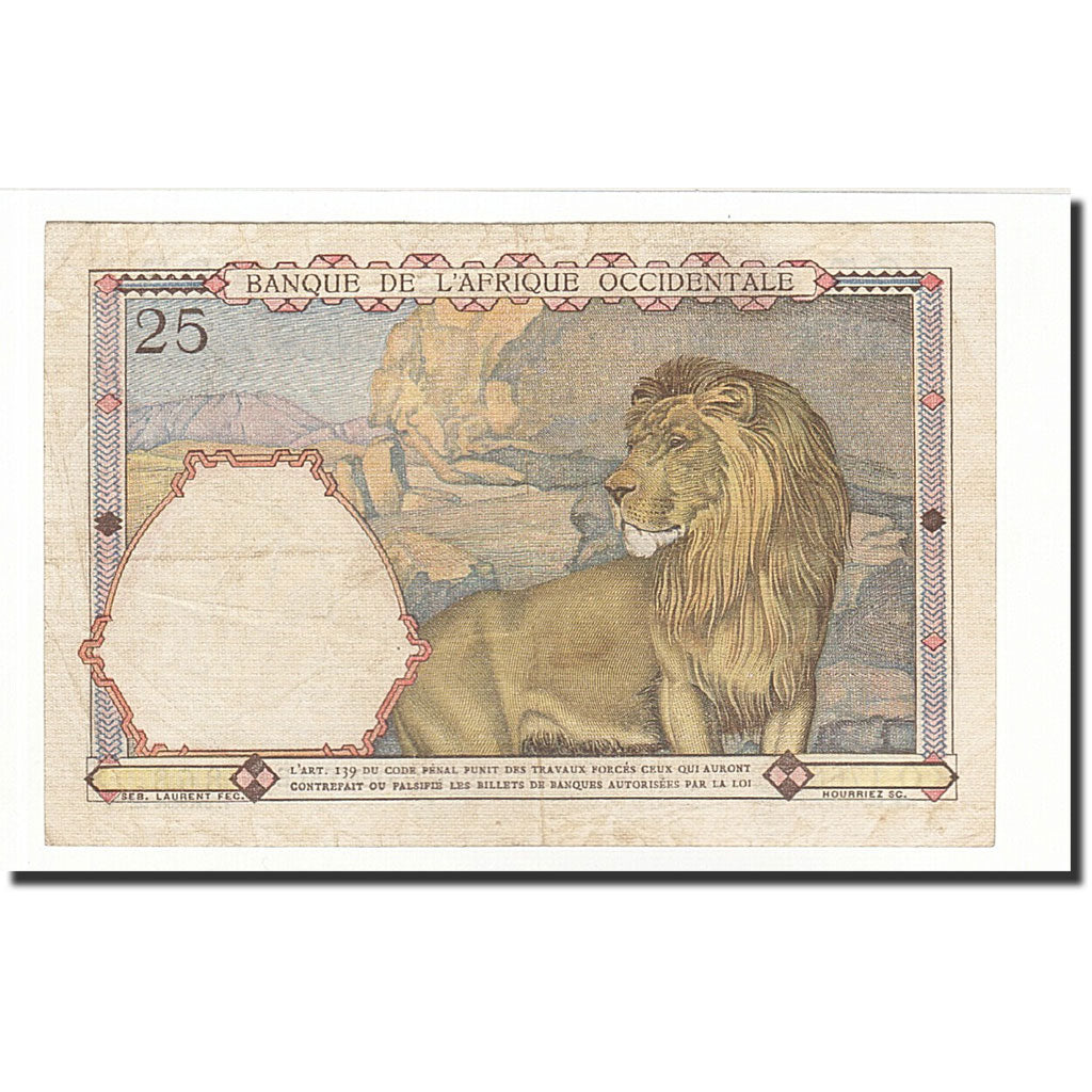 French West Africa, 25 Francs, 1939-3-9, KM:22, TTB