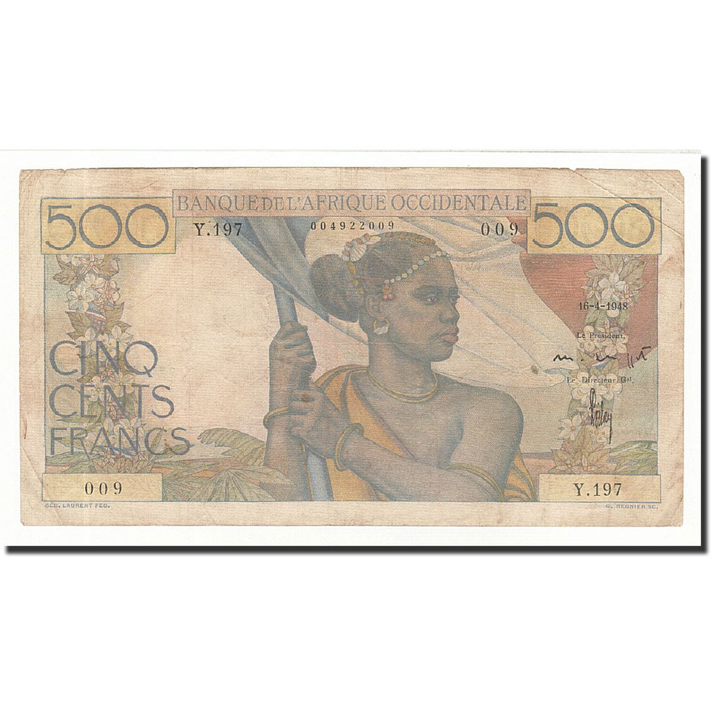 Billet, French West Africa, 500 Francs, 1948-04-16, KM:41, TB+