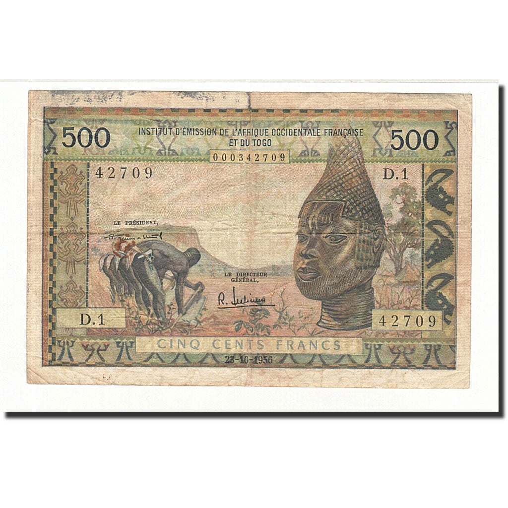 French West Africa, 500 Francs, 1956-10-23, KM:47a, TB