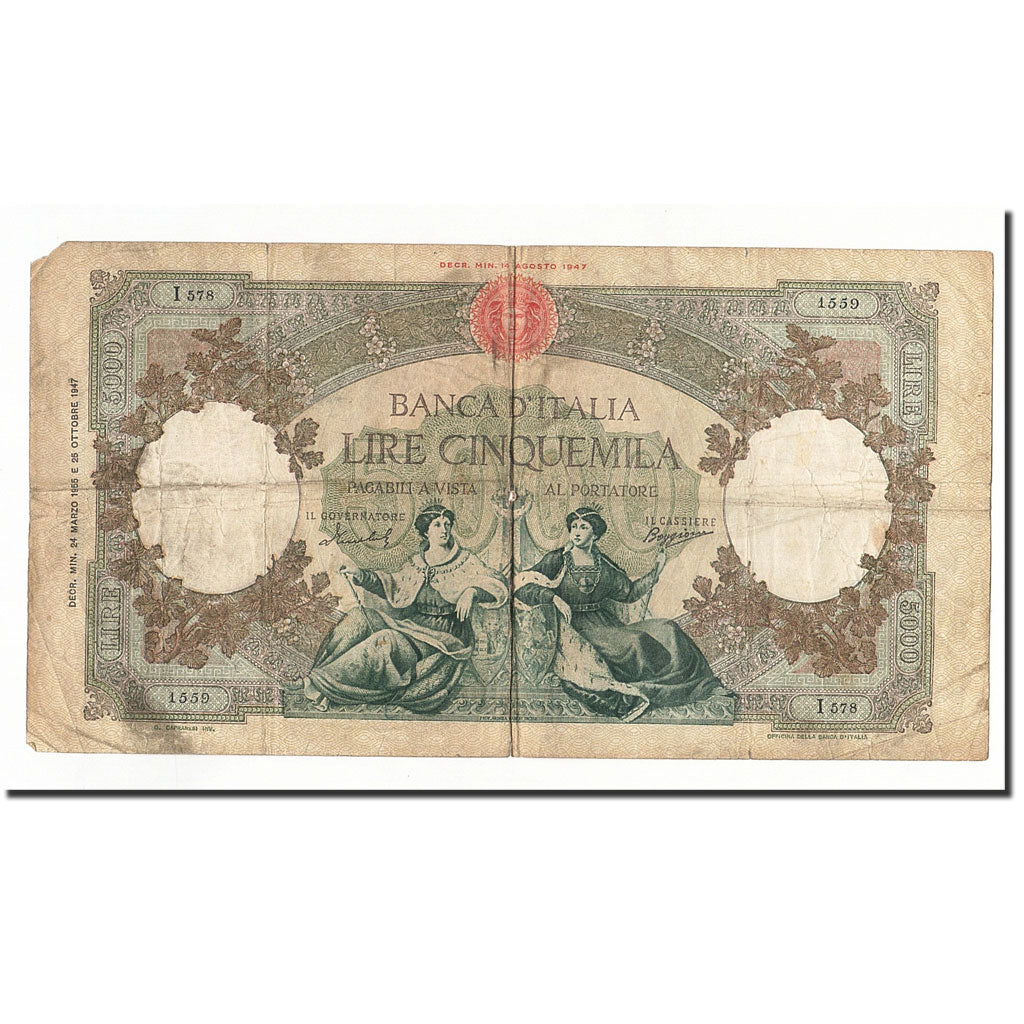 Italia, 5000 Lire, 1947-1963, KM:85c, B