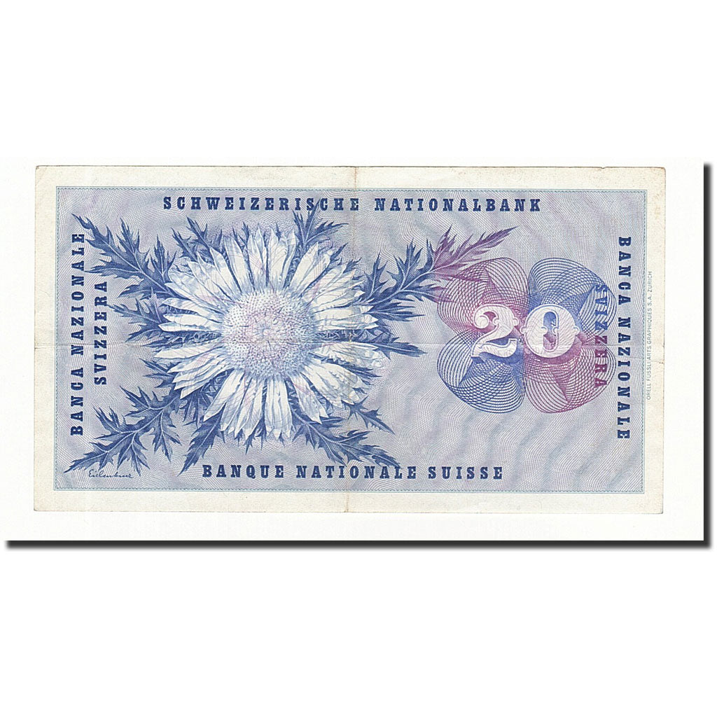 Banconote, Svizzera, 20 Franken, KM:46e, 1957-10-04, BB+