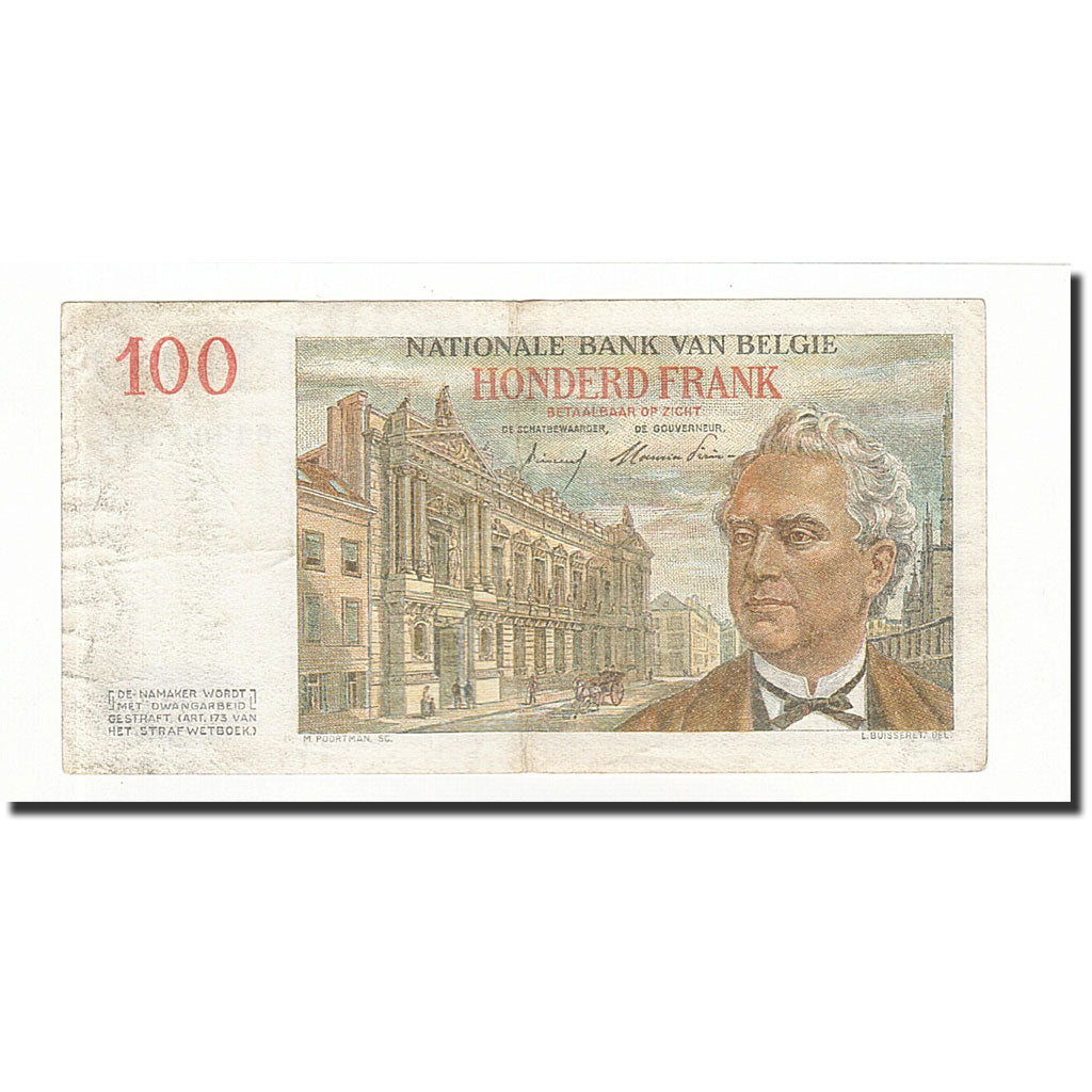 Banknote, Belgium, 100 Francs, 1955-01-06, KM:129b, VF(30-35)