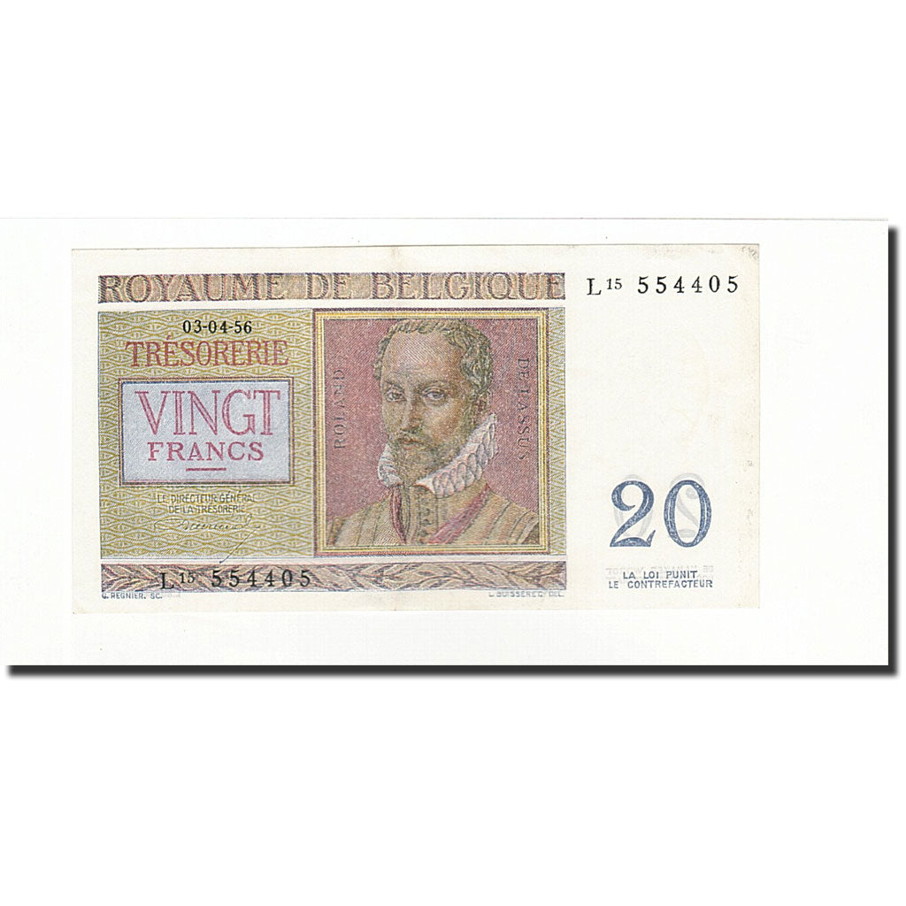 Billet, Belgique, 20 Francs, 1956-04-03, KM:132b, SUP