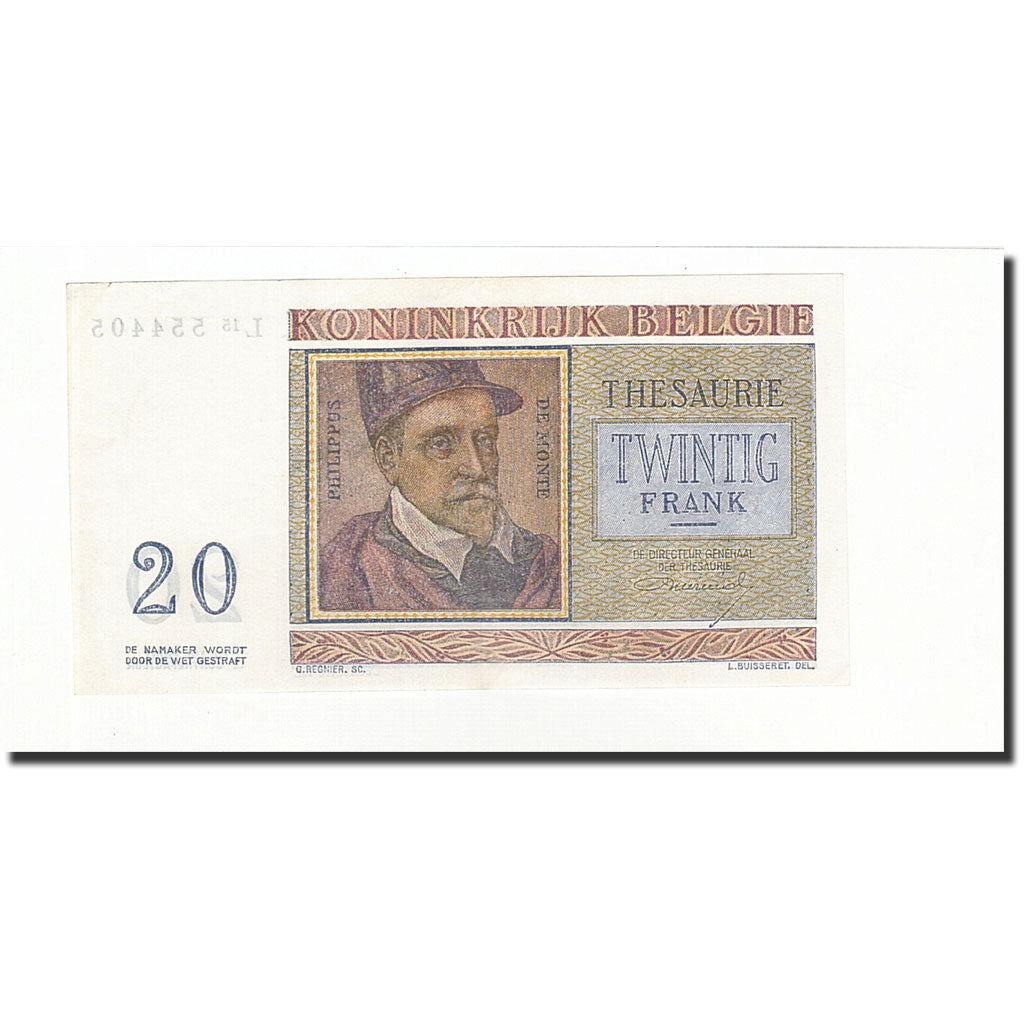 Billet, Belgique, 20 Francs, 1956-04-03, KM:132b, SUP