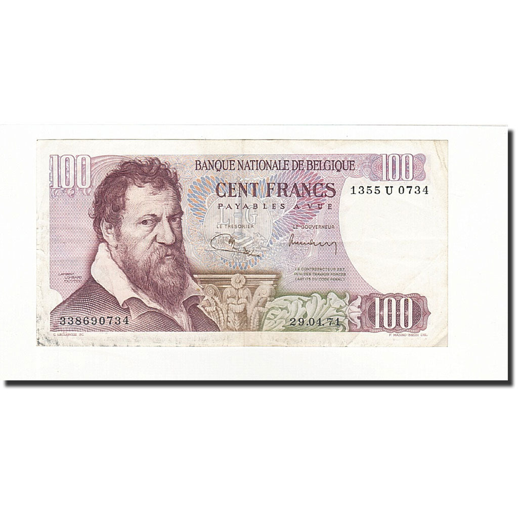 Banconote, Belgio, 100 Francs, KM:134b, 1971-04-29, BB