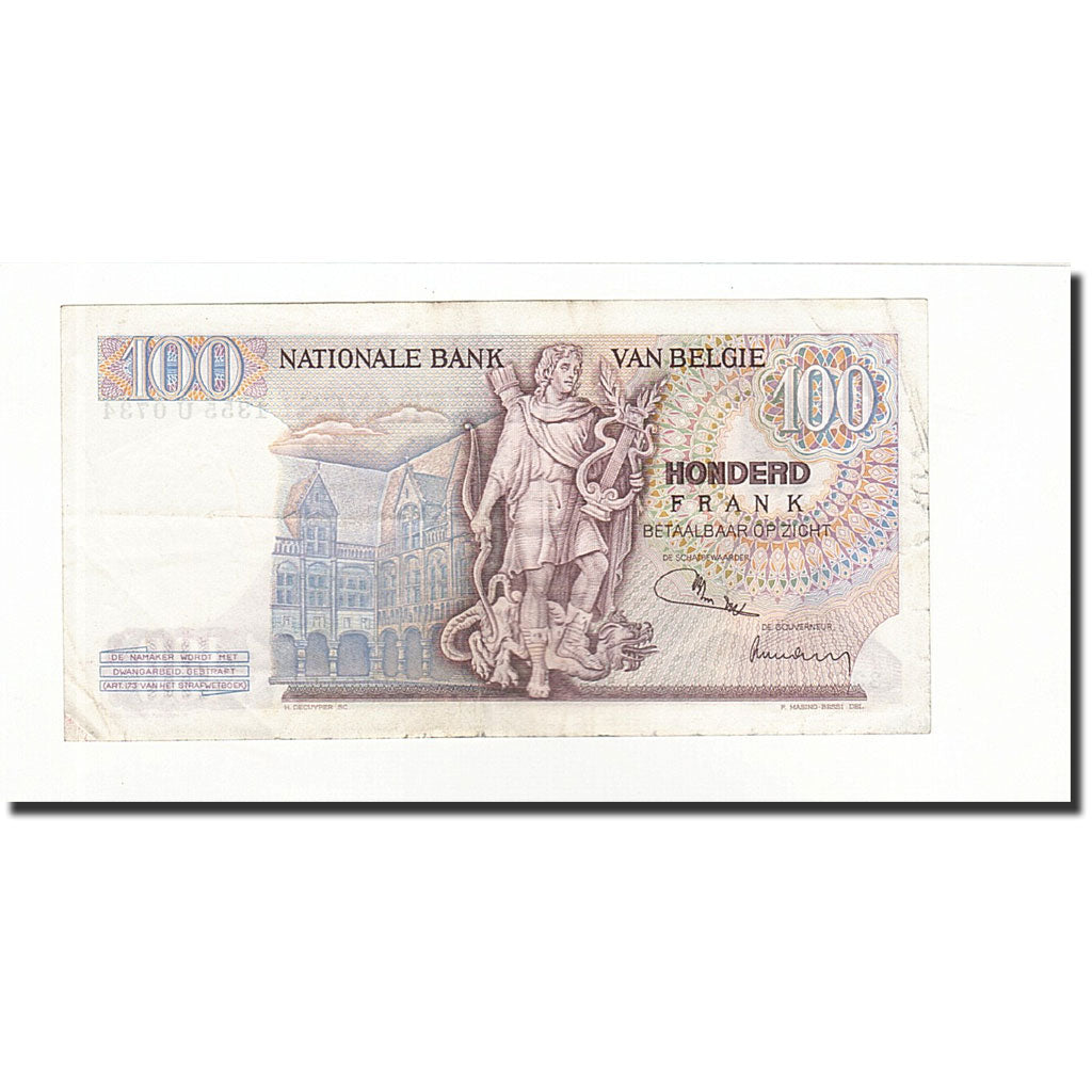 Banconote, Belgio, 100 Francs, KM:134b, 1971-04-29, BB