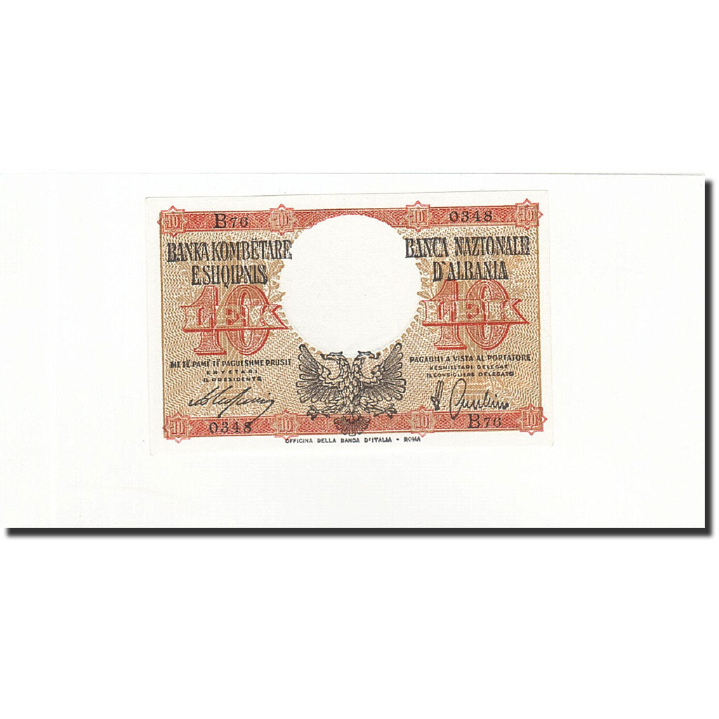 Banconote, Albania, 10 Lek, KM:11, Undated (1940), FDS