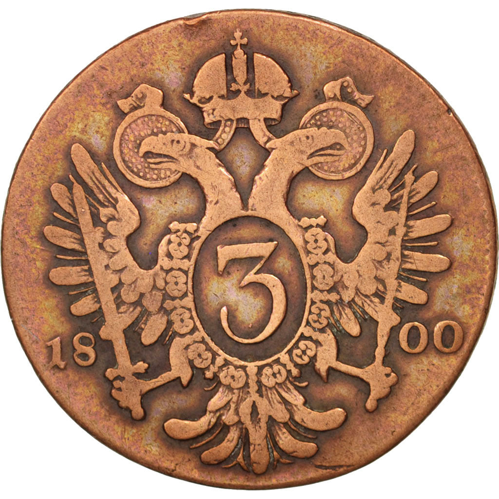 Austria, Franz II (I), 3 Kreuzer, 1800, Prague, VF(20-25), Copper, KM:2115.3