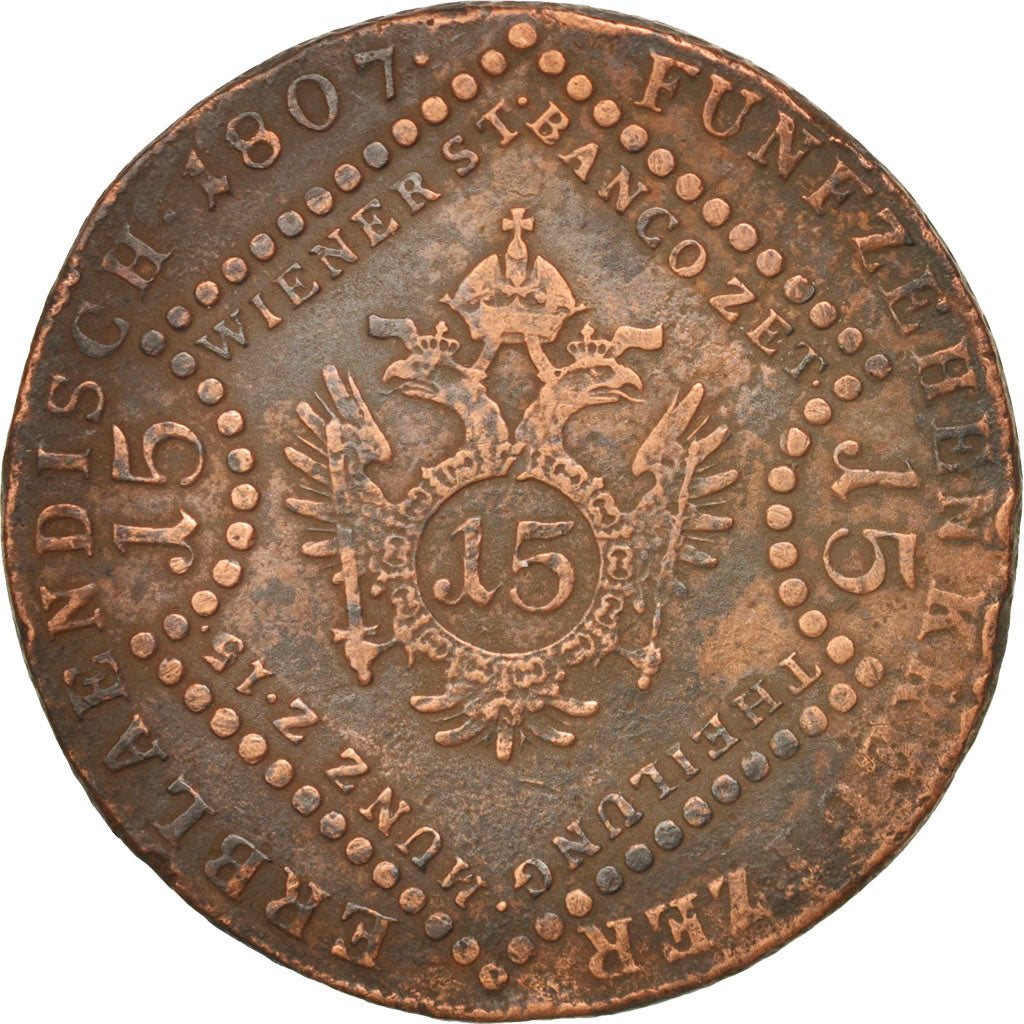 Austria, Franz II (I), 15 Kreuzer, 1807, Kremnitz, VF(20-25), Copper, KM:2138