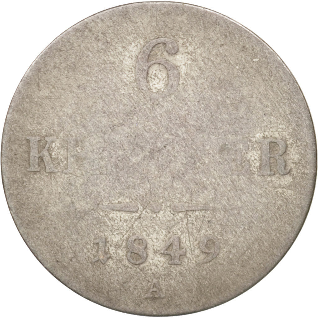 Austria, Franz Joseph I, 6 Kreuzer, 1849, Vienna, VF(20-25), Silver, KM:2200