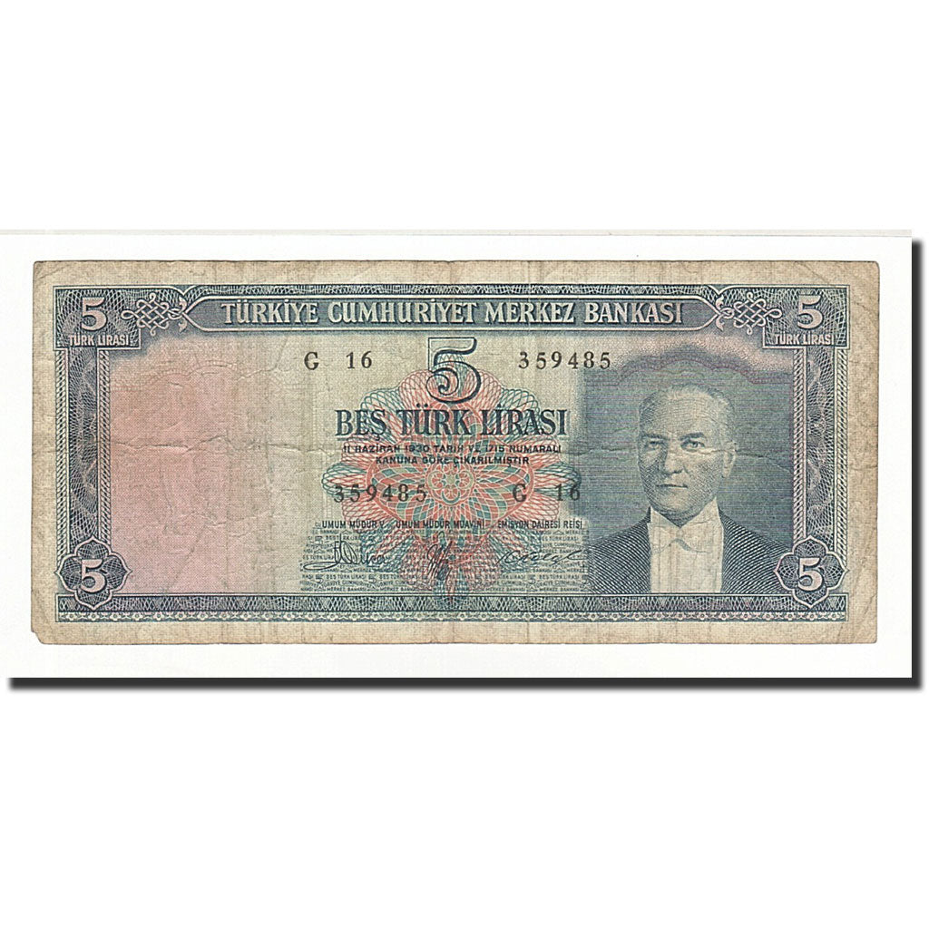 Türkei, 5 Lira, 1930, KM:174a, SGE