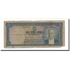 Turchia, 5 Lira, 1930, KM:154a, D