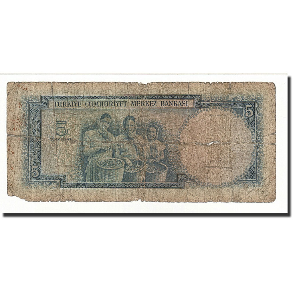 Turchia, 5 Lira, 1930, KM:154a, D