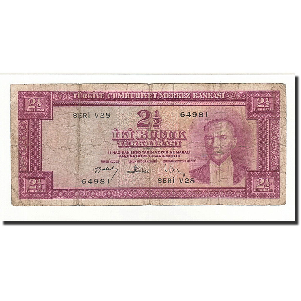 Turchia, 2 1/2 Lira, 1930, KM:153a, D
