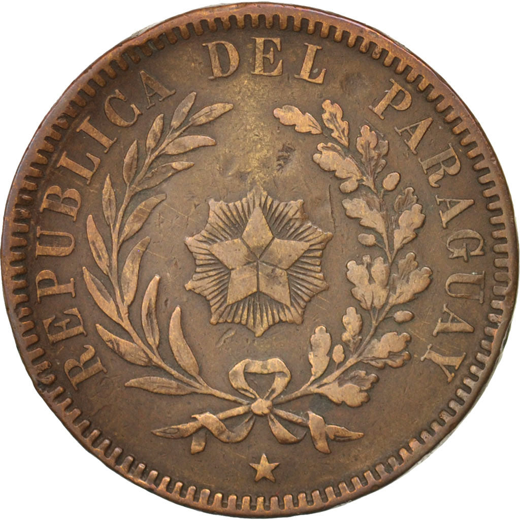 Paraguay, 2 Centesimos, 1870, VF(30-35), Copper, KM:3