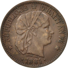 Haiti, 2 Centimes, 1881, EF(40-45), Bronze, KM:43