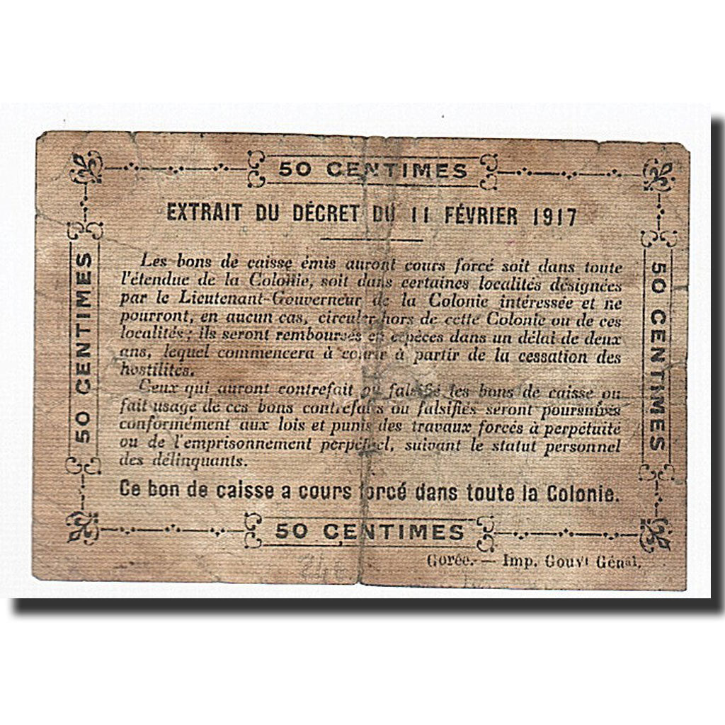 Senegal, 0.50 Franc, 1917, KM:1c, B