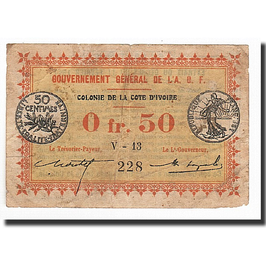 Banconote, Senegal, 0.50 Franc, 1917, KM:1a, B