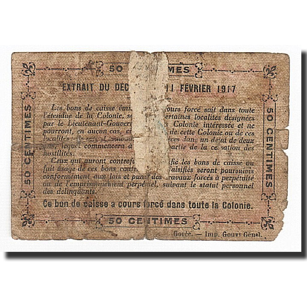 Guinea, 0.50 Franc, 1917, KM:1a, B