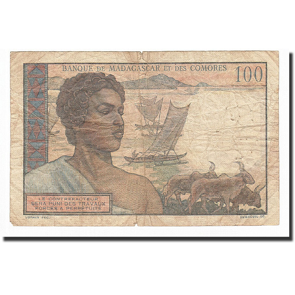 Madagascar, 100 Francs, 1950, KM:46a, B