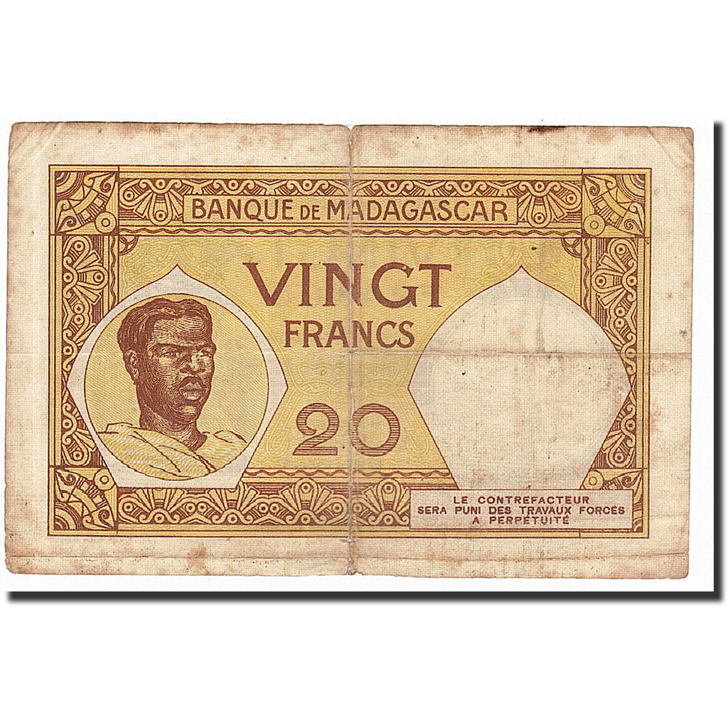 Madagascar, 20 Francs, 1937, KM:37, B