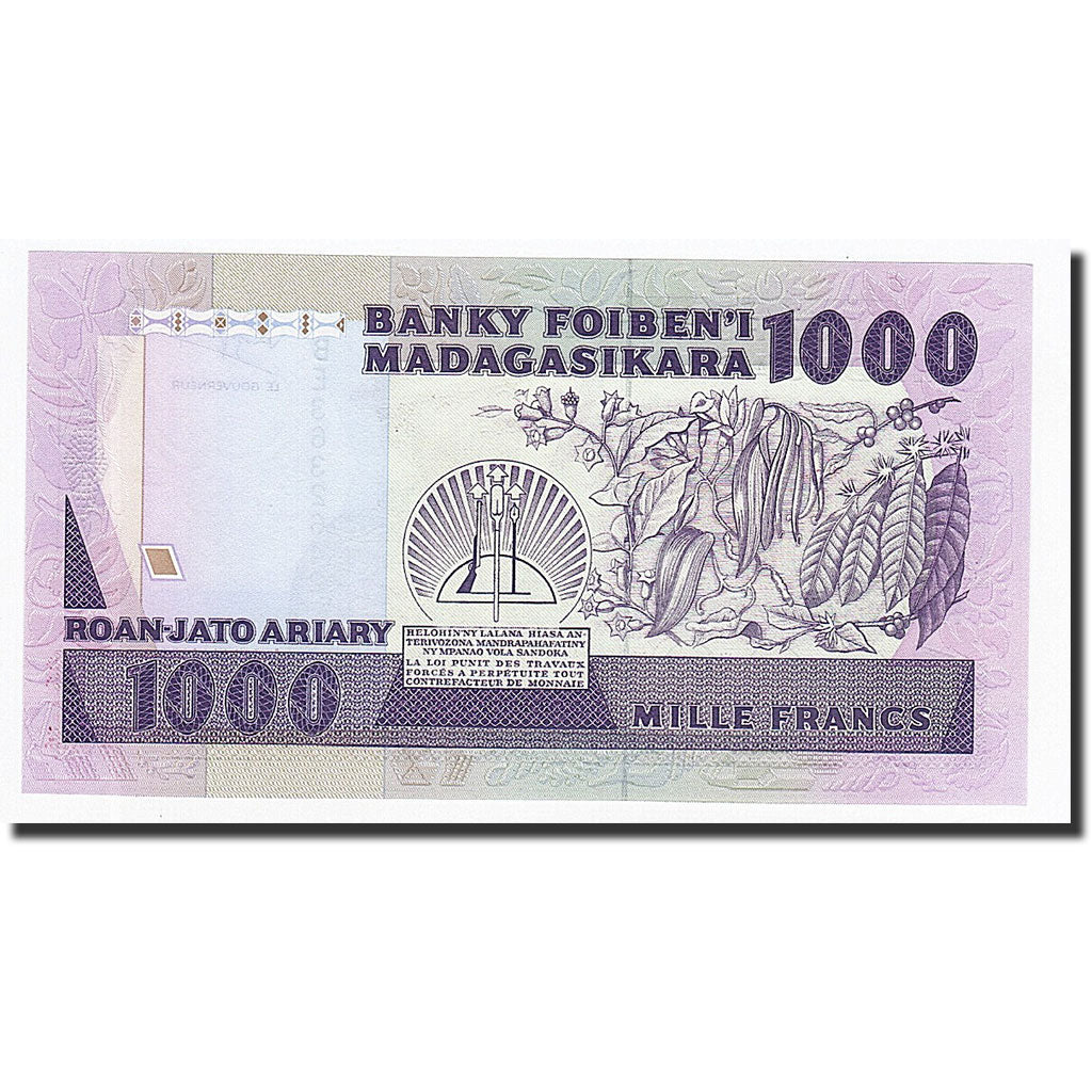 Madagascar, 1000 Francs = 200 Ariary, 1988-1993, KM:72b, NEUF