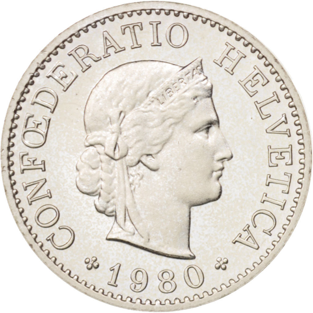 Switzerland, 5 Rappen, 1980, Bern, MS(65-70), Copper-nickel, KM:26