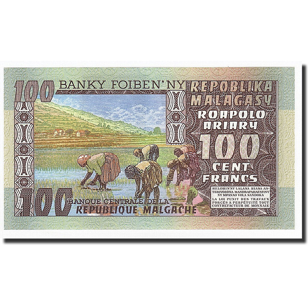 Geldschein, Madagascar, 100 Francs =  20 Ariary, Undated, Undated, KM:63a, UNZ