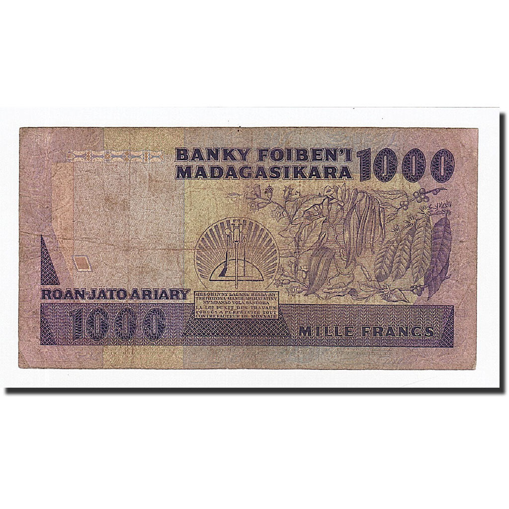 Madagascar, 1000 Francs = 200 Ariary, Undated (1983-87), KM:68a, B