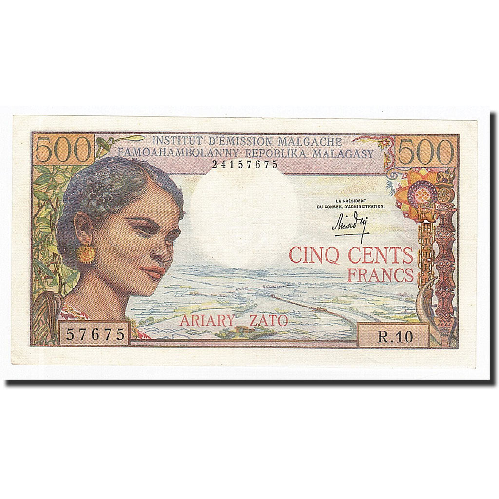 Madagascar, 500 Francs = 100 Ariary, Undated (1966), KM:58a, EF(40-45)