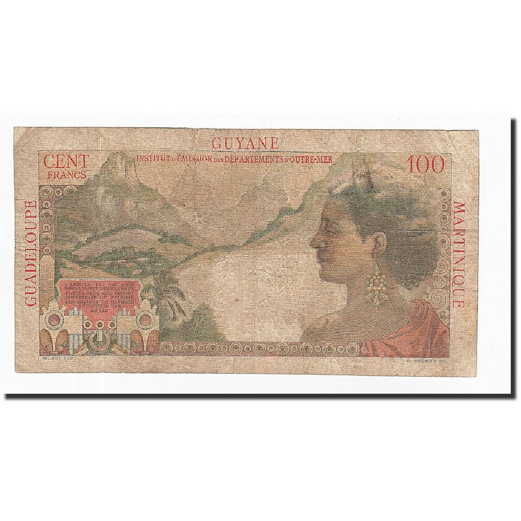Banknote, French Antilles, 1 Nouveau Franc on 100 Francs, Undated (1961), KM:1a