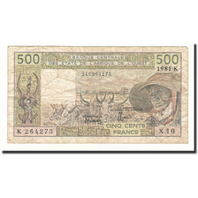 Billet, West African States, 500 Francs, 1981, KM:306Ce, TB