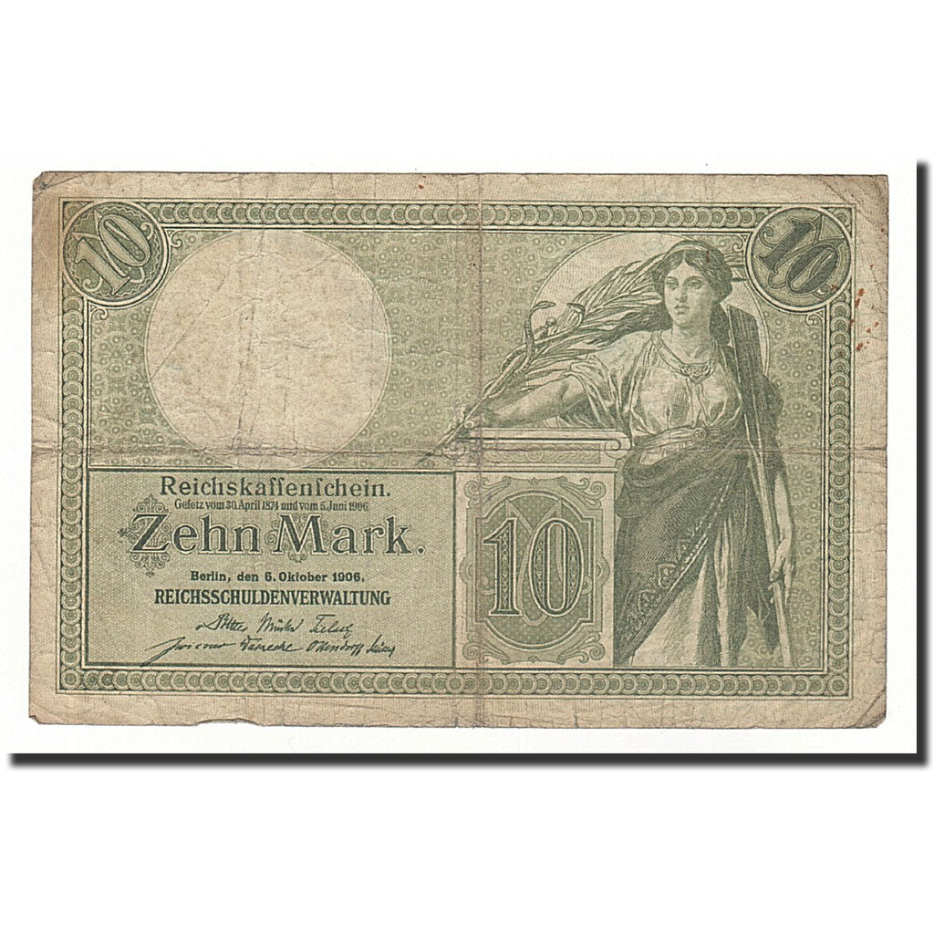 Deutschland, 10 Mark, KM:9b, 1906-10-06, SGE+