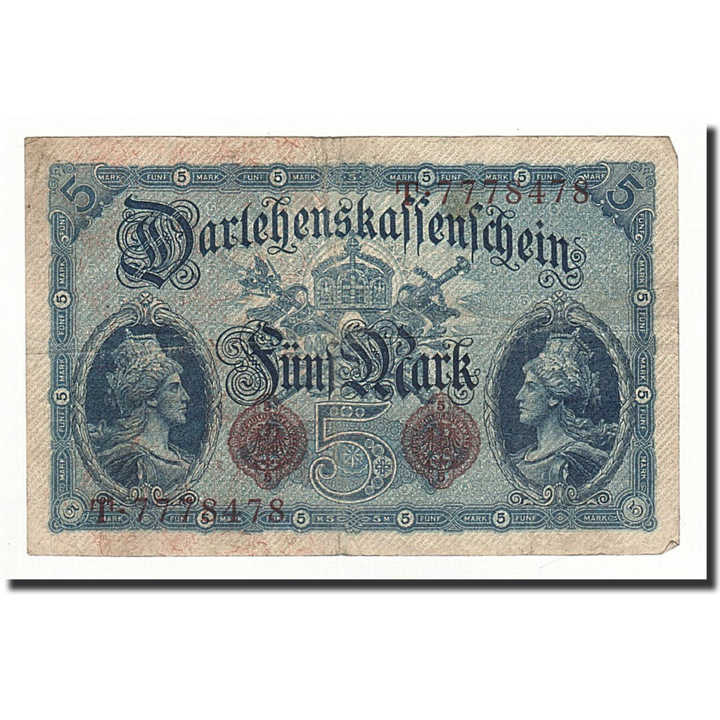 Banconote, Germania, 5 Mark, KM:47b, 1914-08-05, MB