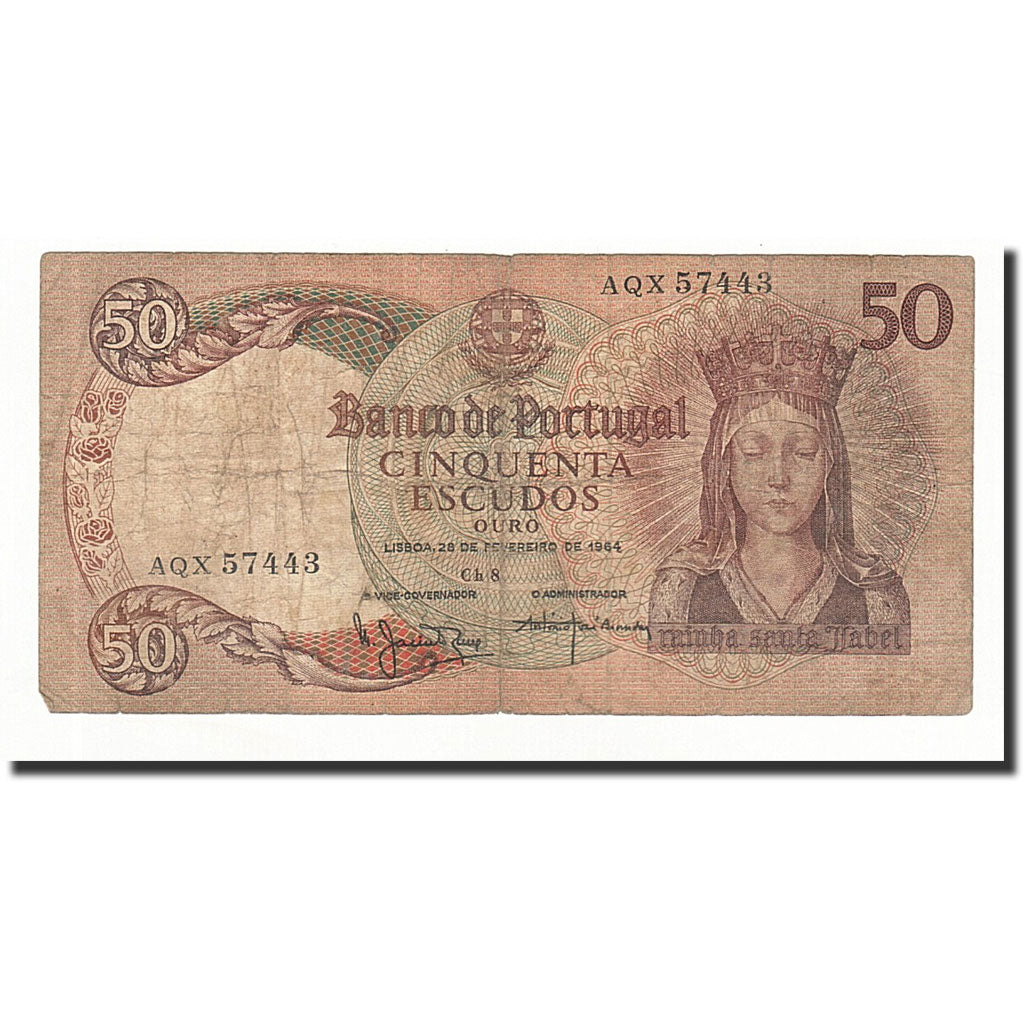 Portugal, 50 Escudos, 1964-02-28, KM:168, VG(8-10)