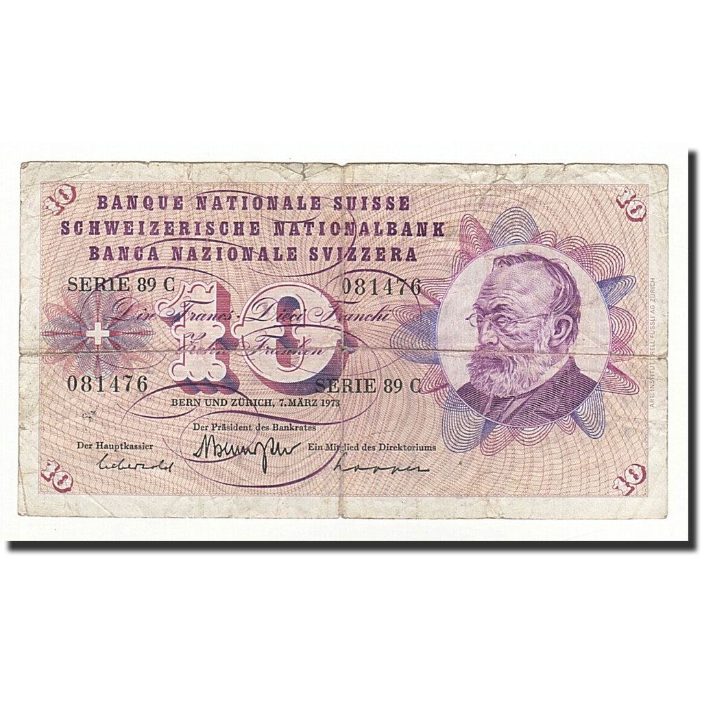 Banconote, Svizzera, 10 Franken, KM:45s, 1973-03-07, B