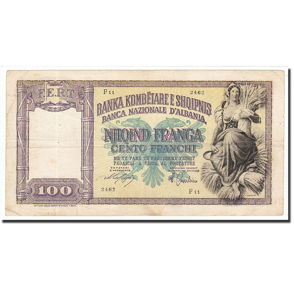 Billet, Albania, 100 Franga, Undated (1940), Undated, KM:8, TB
