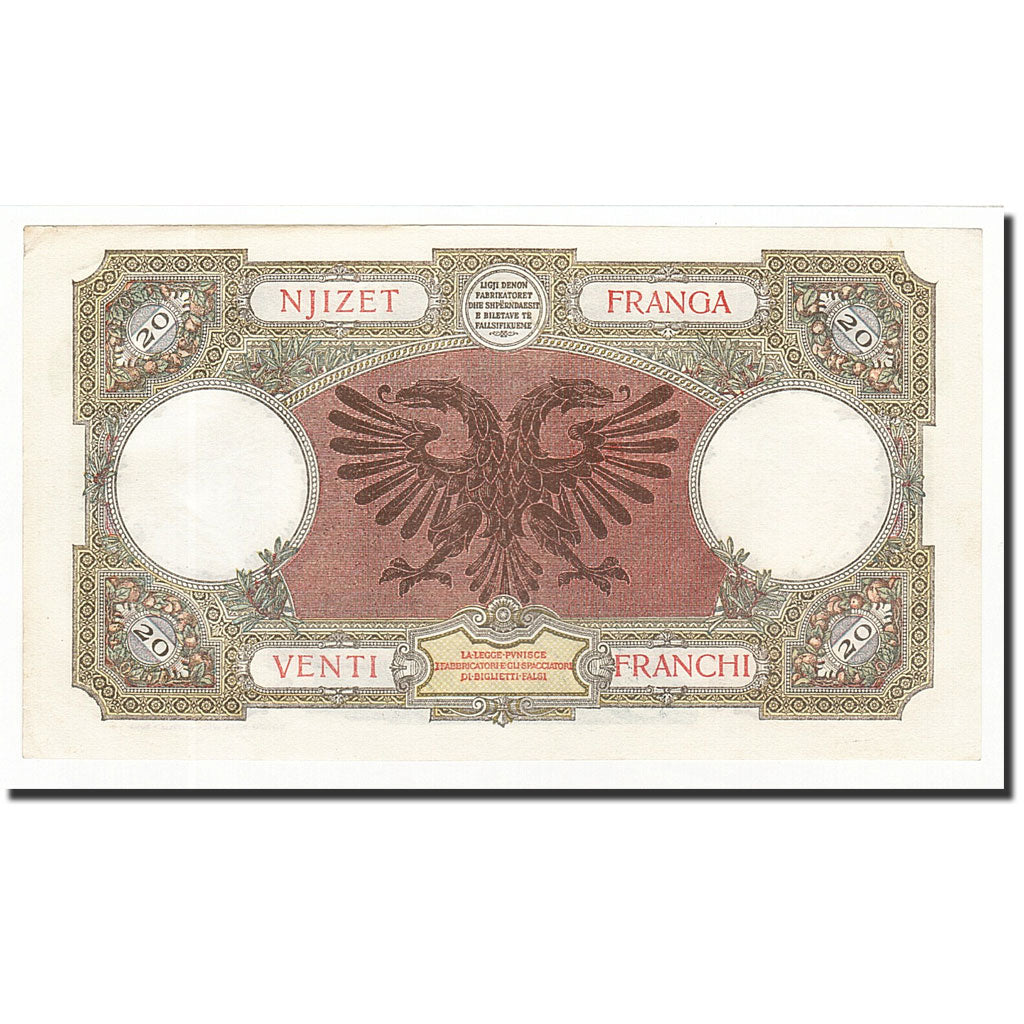 Banconote, Albania, 20 Franga, undated (1945), KM:13, BB+