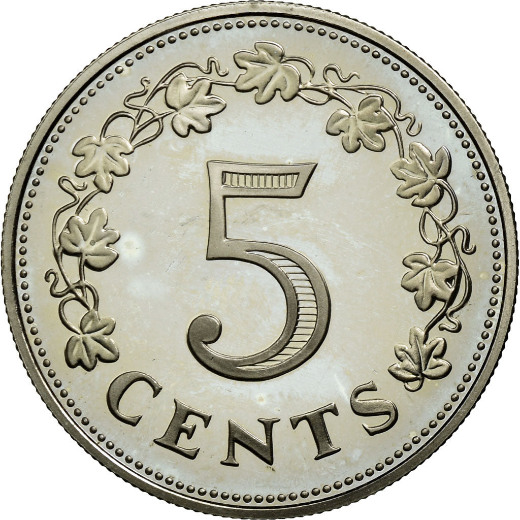 Coin, Malta, 5 Cents, 1972, British Royal Mint, MS(65-70), Copper-nickel, KM:10