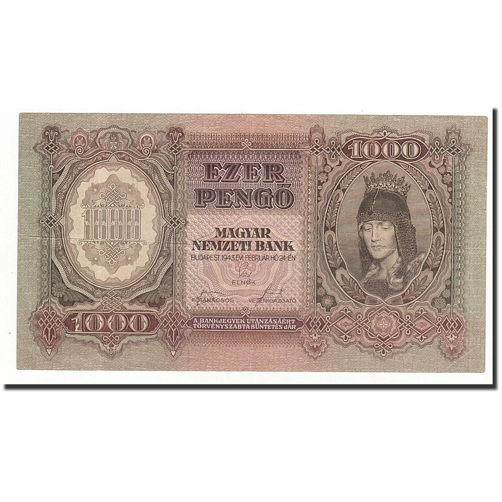 Ungheria, 1000 Pengö, 1943-02-24, KM:116, BB+