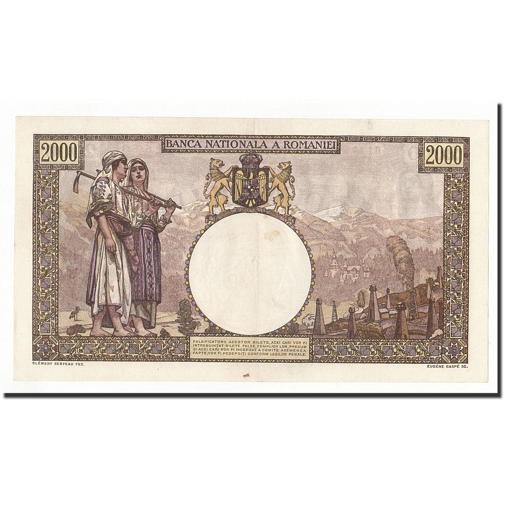Romania, 2000 Lei, 1941-11-18 / 1944-10-10, KM:53a, BB+