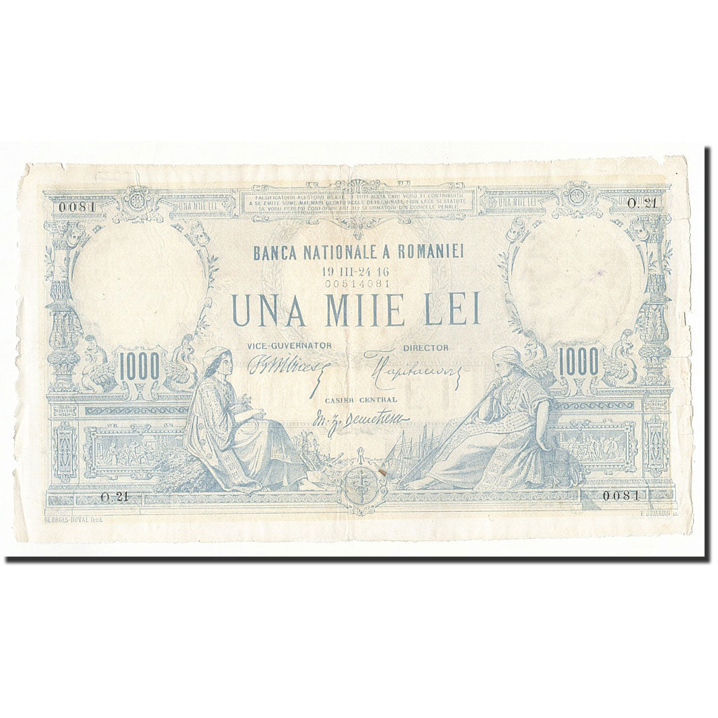 Romania, 1000 Lei, 20-5-1910 / 22-10-1931, KM:23a, VF(20-25)