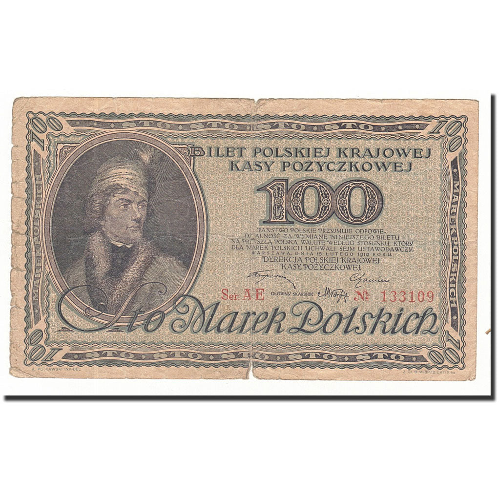 Polen, 100 Marek, 1919-02-15, KM:17a, S