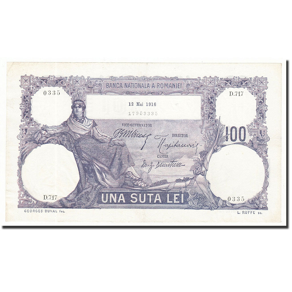 Rumanía, 100 Lei, KM:21a, 1916-05-12, MBC