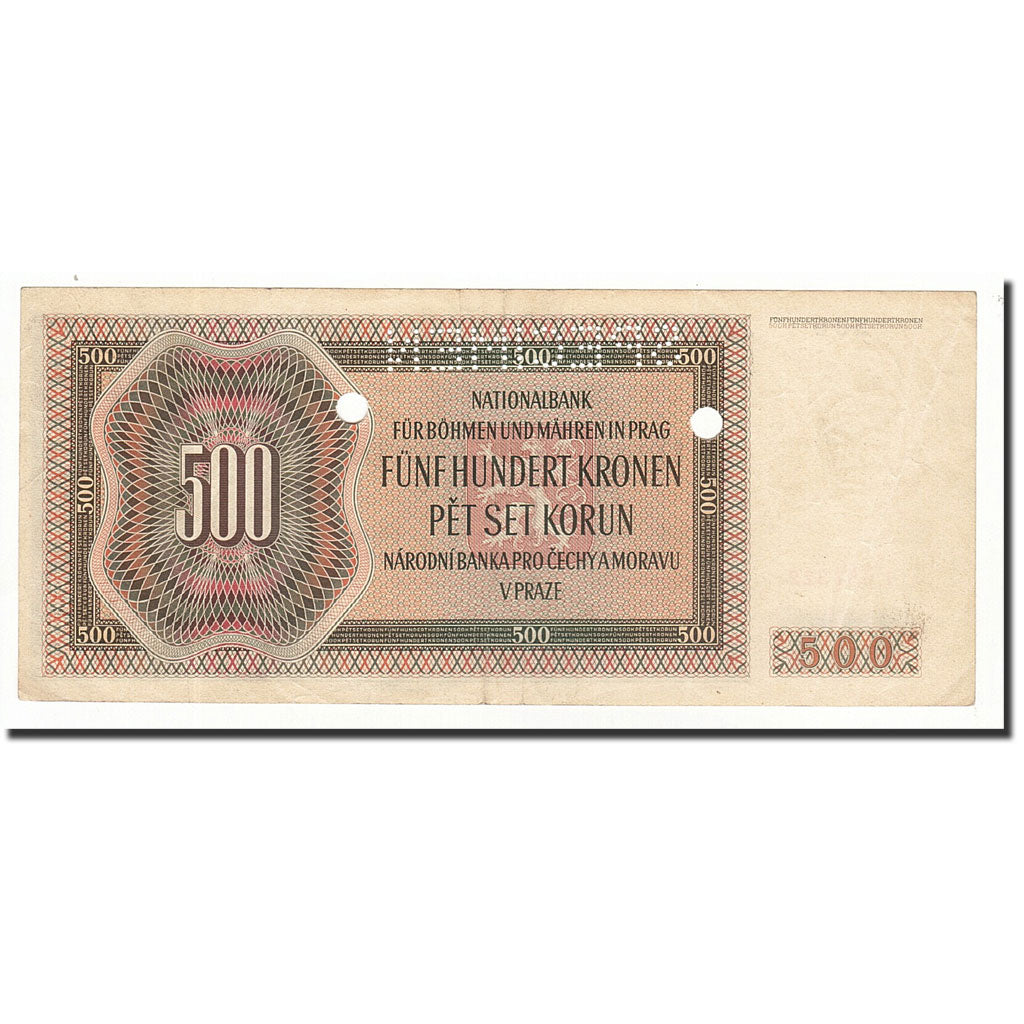 Bohemia and Moravia, 500 Korun, KM:11s, 1942-02-24, VF(20-25)