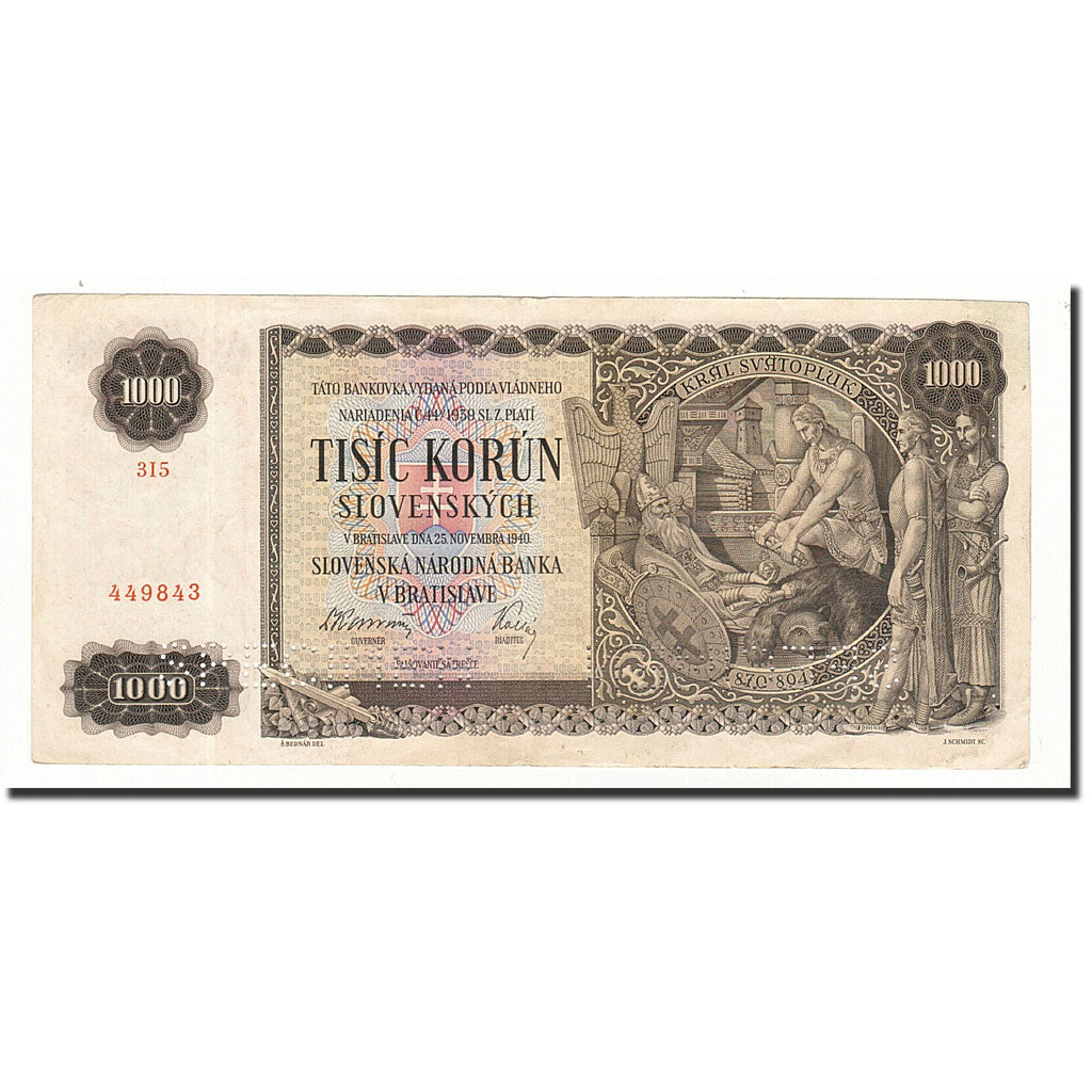 Slovacchia, 1000 Korun, 1940-11-25, KM:13s, BB