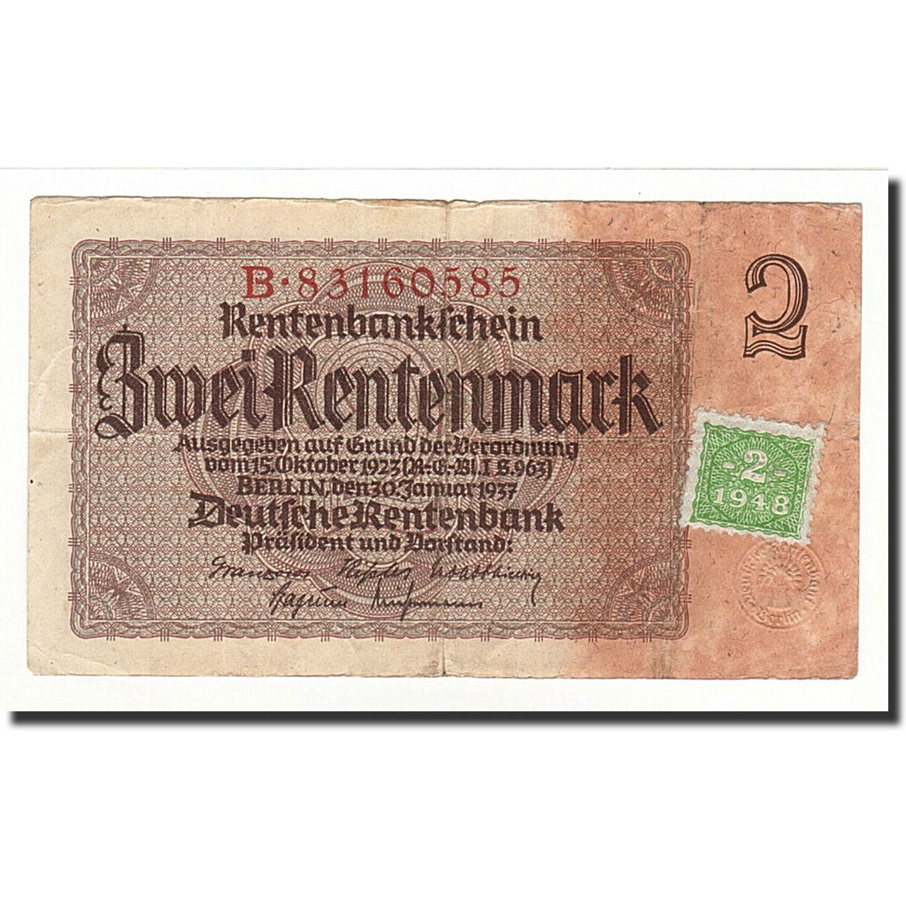 Germany - Democratic Republic, 2 Rentenmark, 1948, EF(40-45)
