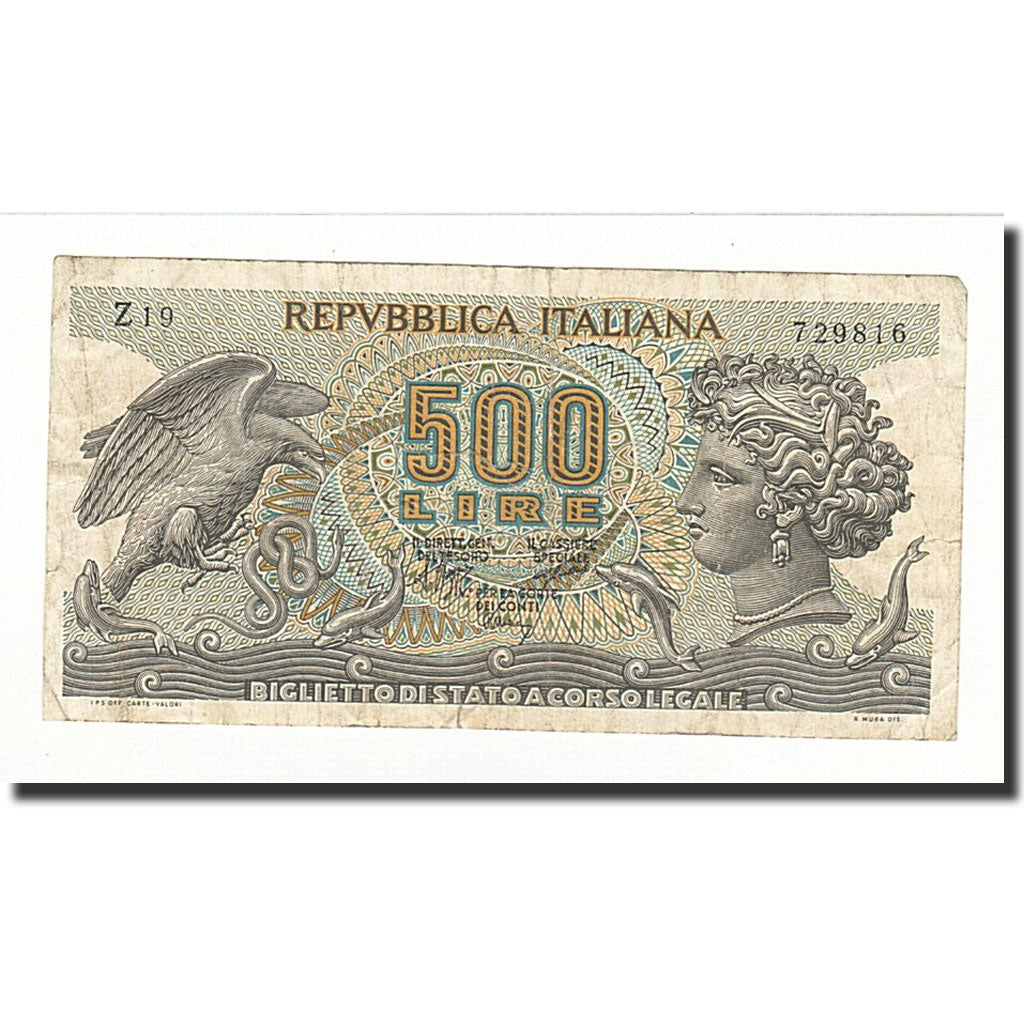 Italia, 500 Lire, KM:93a, 1972-02-23, MB